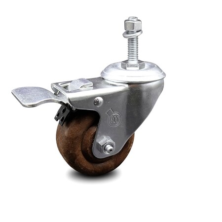 Service Caster 3 Inch High Temp Glass Filled Nylon 3/8 Inch Stem Caster with Total Lock Brake SCC-TSTTL20S314-GFNSHT-381615
